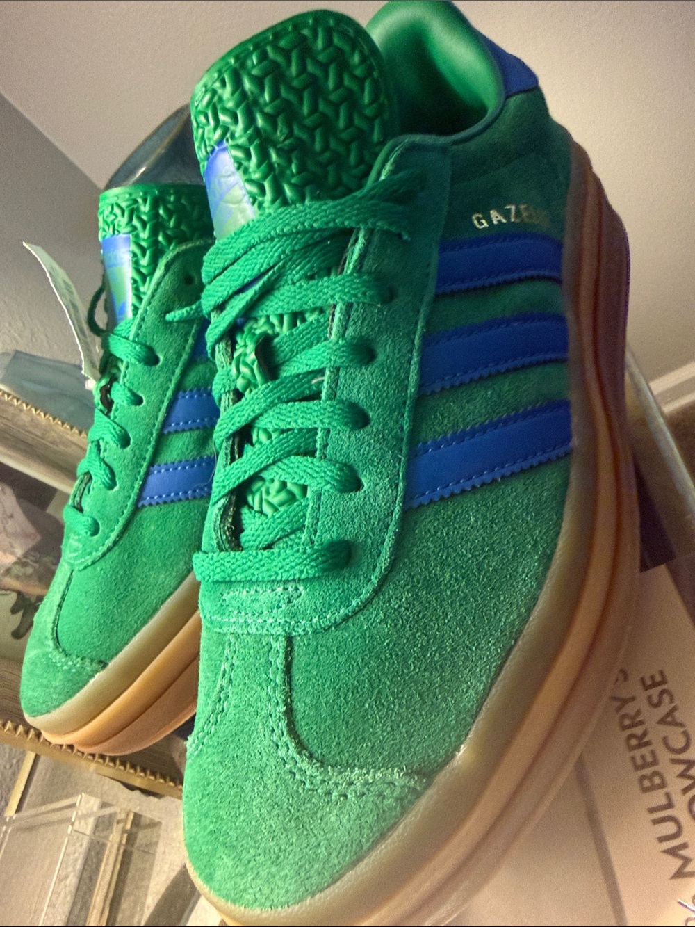 adidas Bright Green Sneakers with Blue Accents